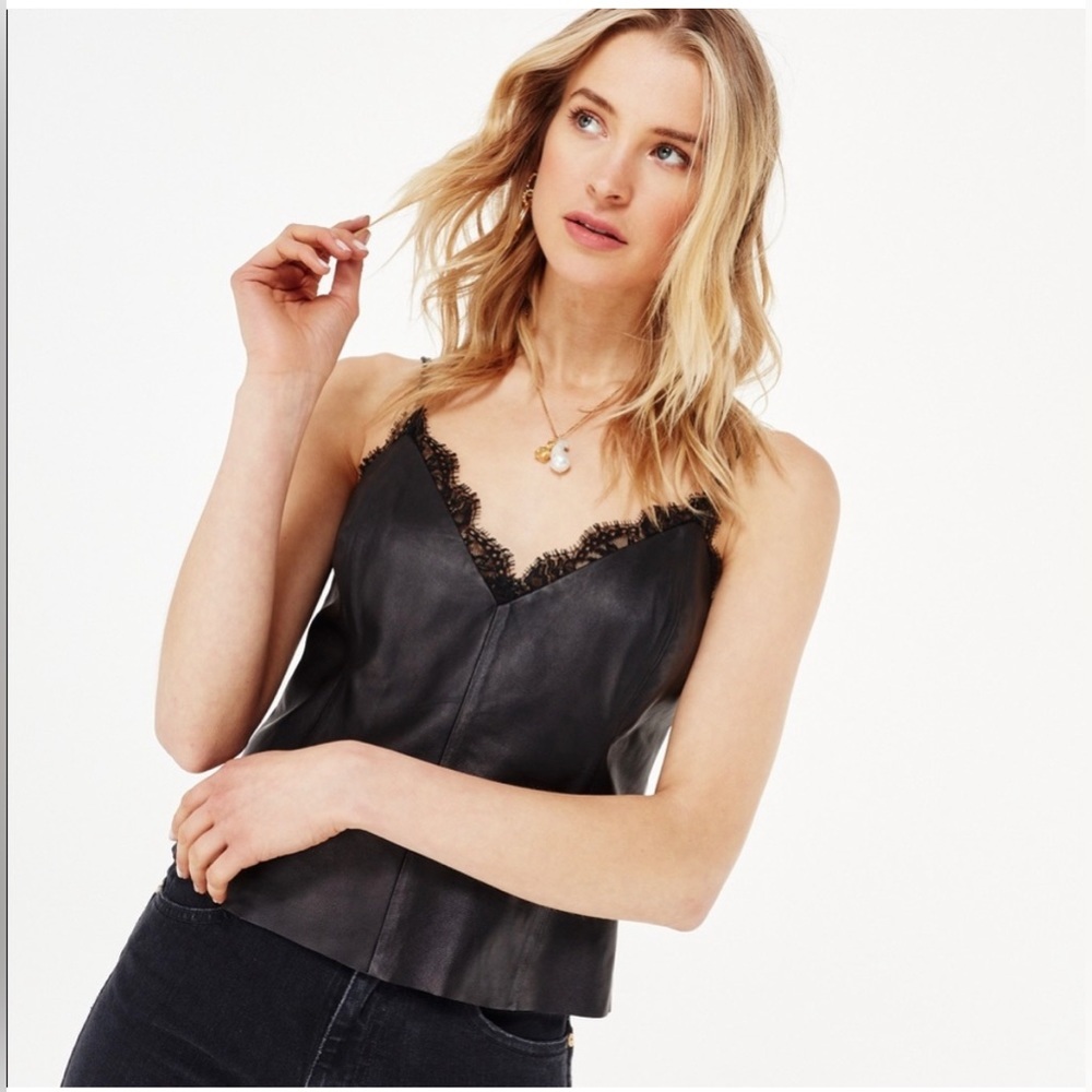 Estelle Lace-Trim Leather Cami SM #40